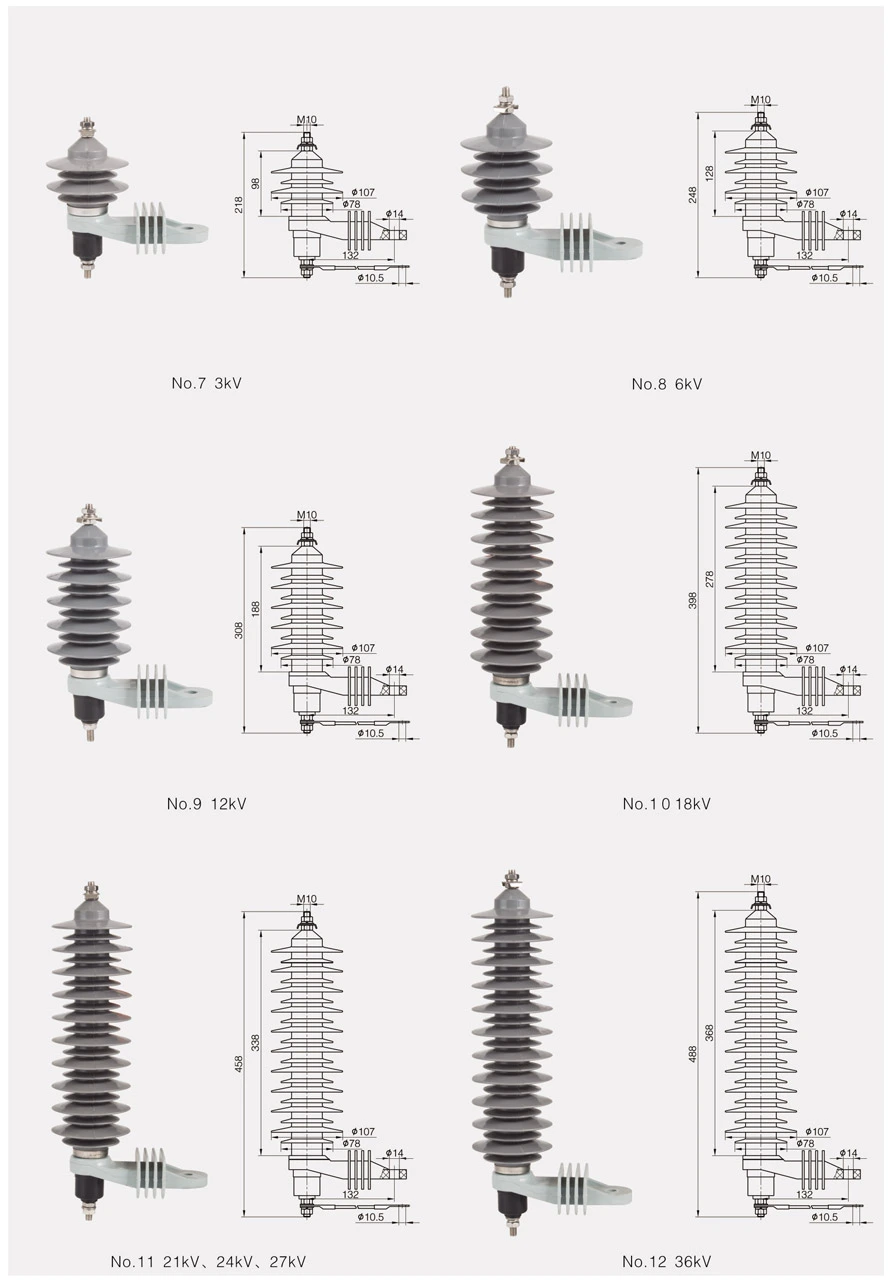 11kv Ac Substation Lightning Surge Arrestor 1 Phase